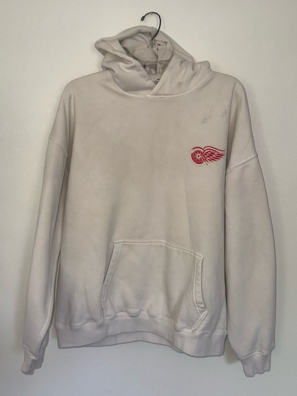 Abercrombie NHL Detroit Red Wings Vintage Hockey Oversized Hoodie Cream L
